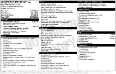 2020 INFINITI QX50 ESSENTIAL