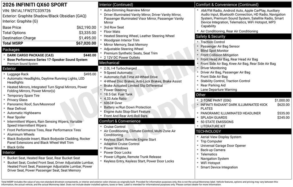 2026 INFINITI QX60 SPORT