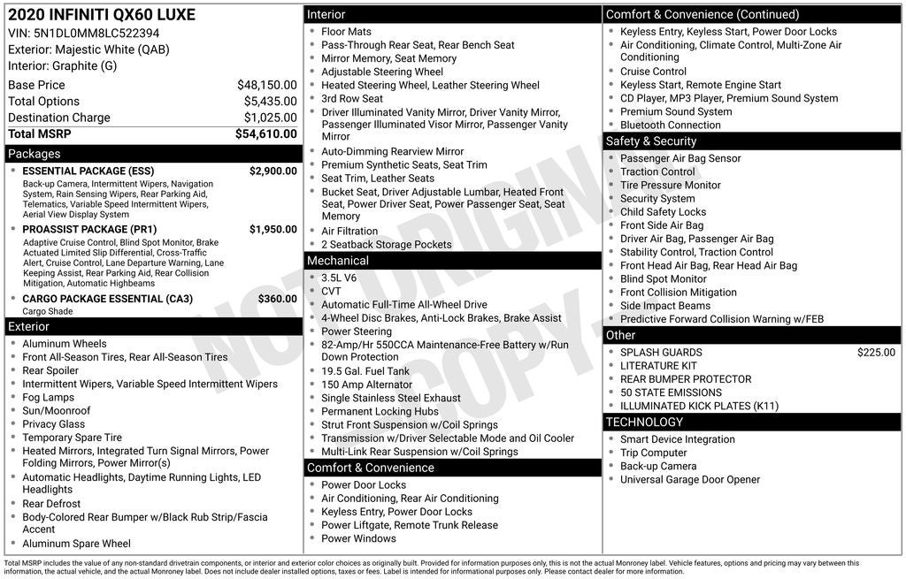 2020 INFINITI QX60 LUXE AWD