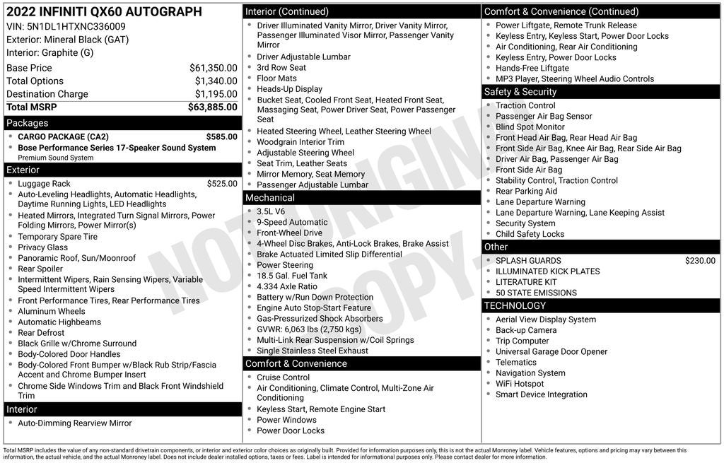 2022 INFINITI QX60 AUTOGRAPH FWD