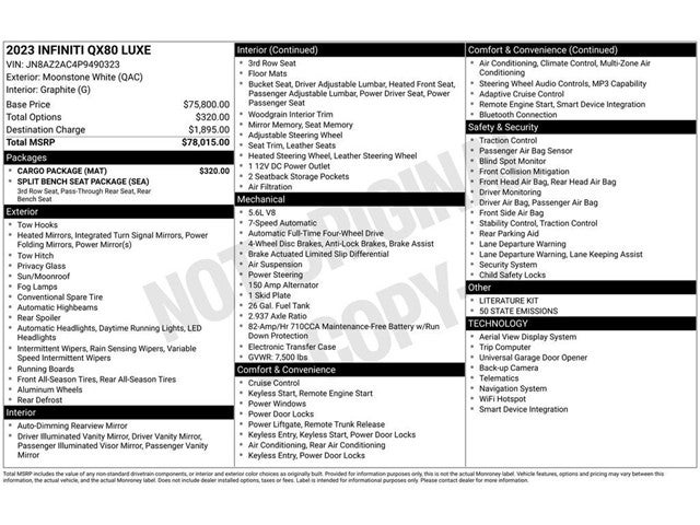 2023 INFINITI QX80 LUXE 4WD