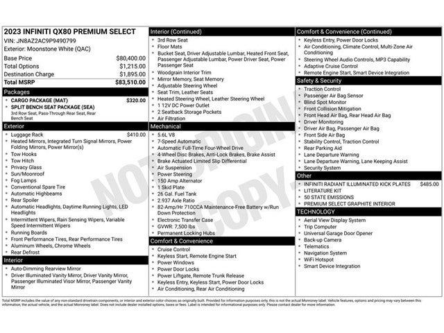 2023 INFINITI QX80 PREMIUM SELECT 4WD