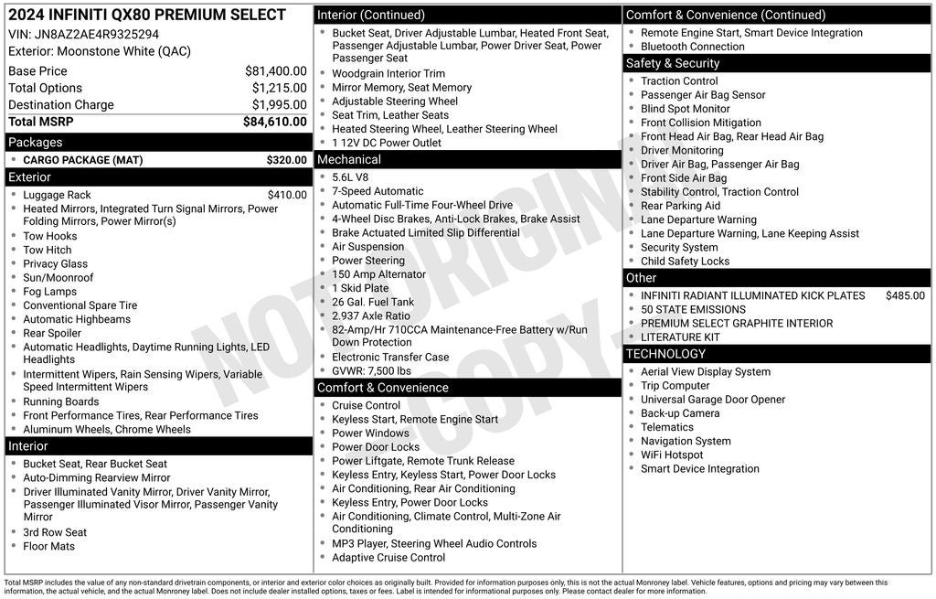 2024 INFINITI QX80 PREMIUM SELECT 4WD