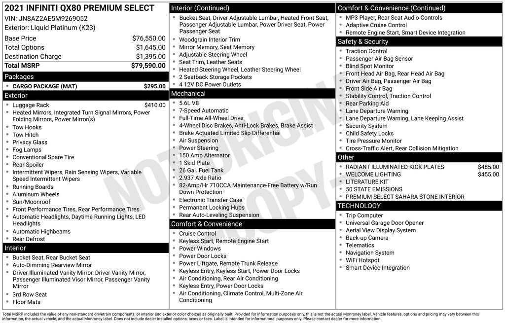 2021 INFINITI QX80 PREMIUM SELECT 4WD