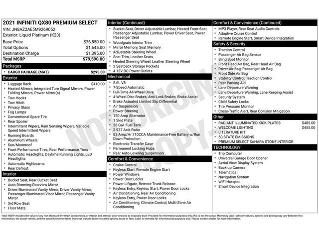 2021 INFINITI QX80 PREMIUM SELECT 4WD