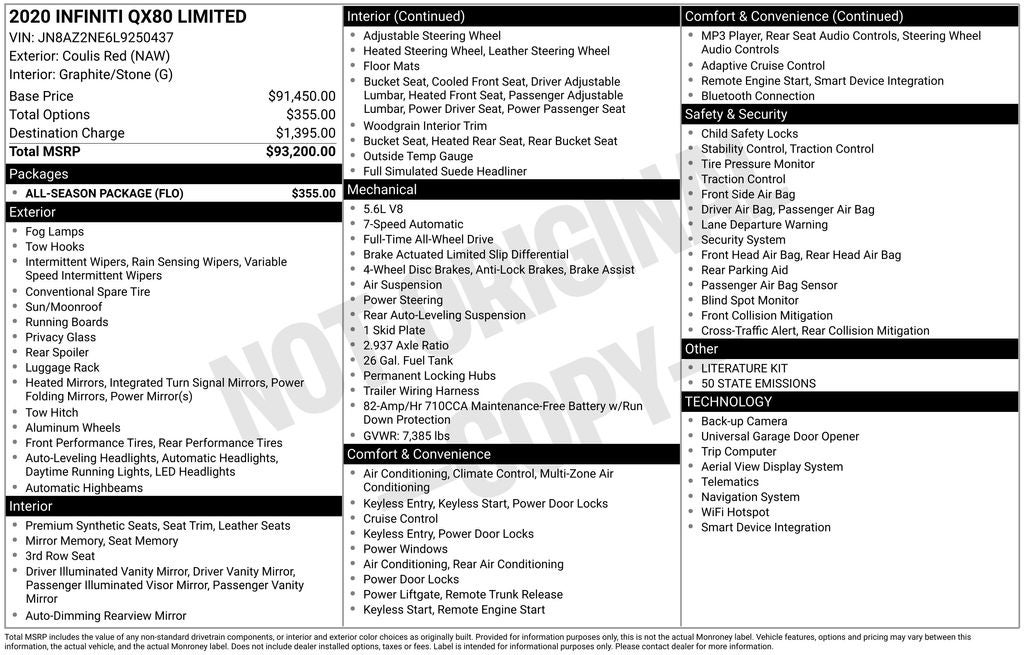 2020 INFINITI QX80 LIMITED 4WD