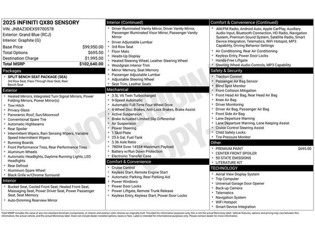 2025 INFINITI QX80 Sensory 4WD