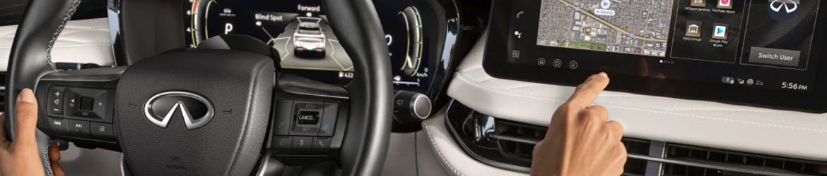 The steering column of the 2026 INFINITI QX80 in Benton, AR