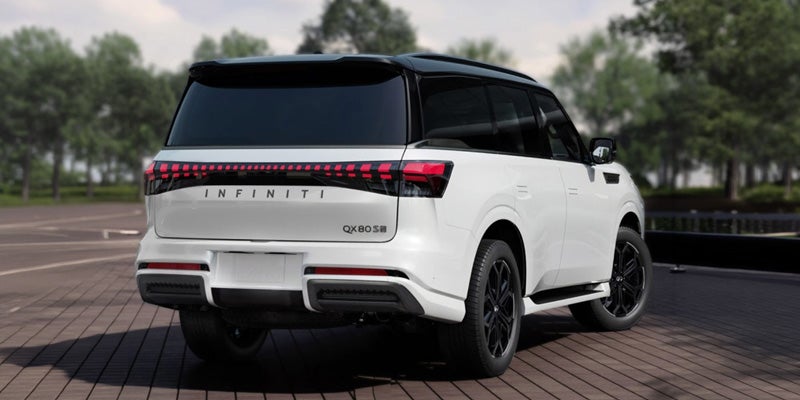 The rear of the 2026 INFINITI QX80 in Benton, AR