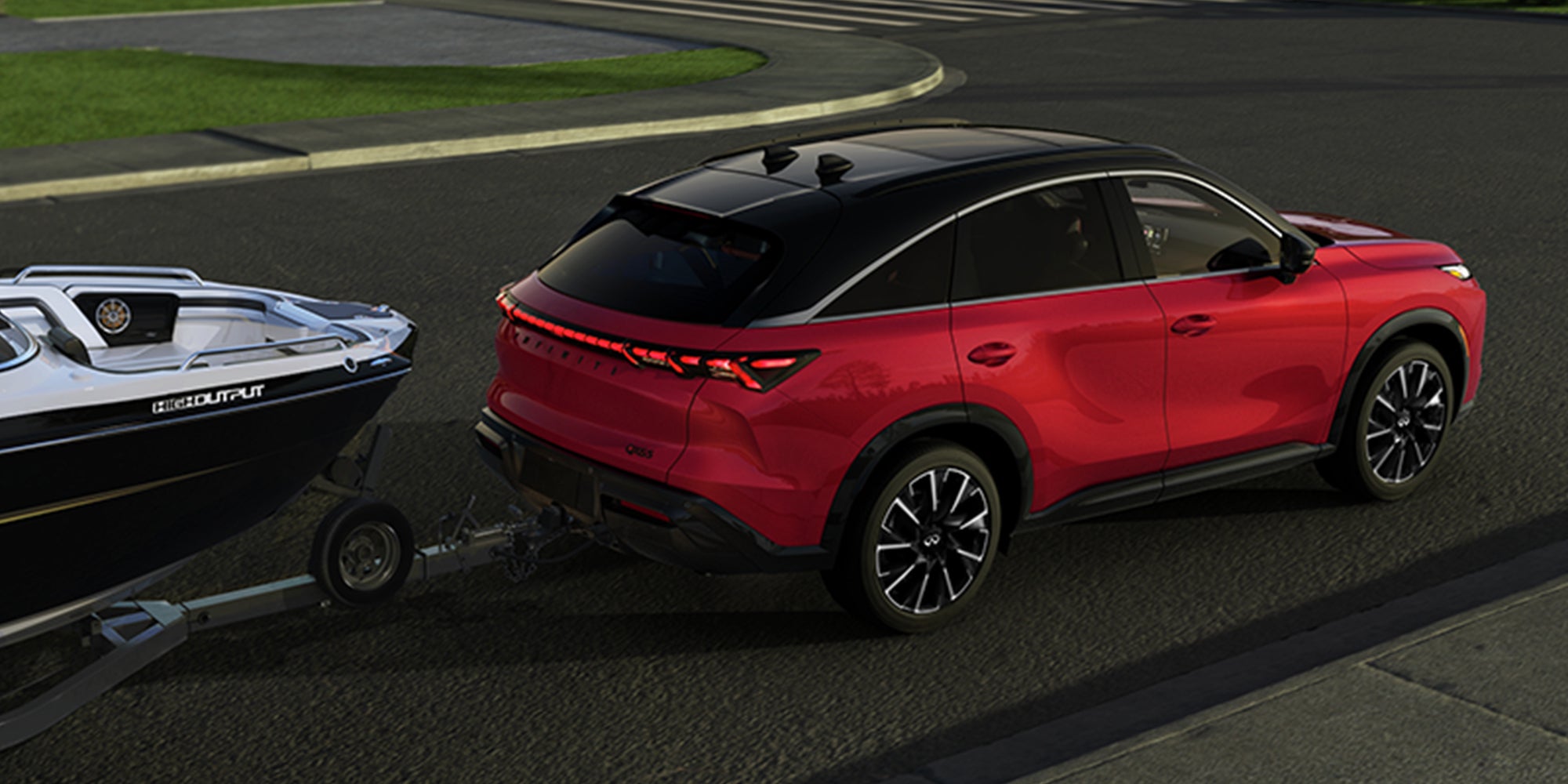 2027 INFINITI QX65 towing a boat with confident SUV capability near Benton, AR