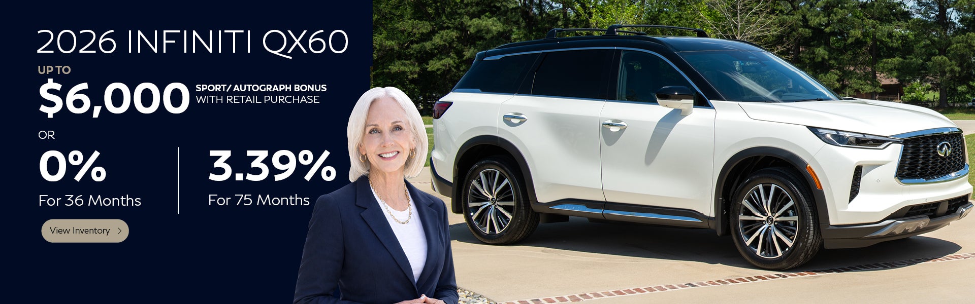 0.0% APR financing for 36 months on new 2026 QX60 PURE & LUX