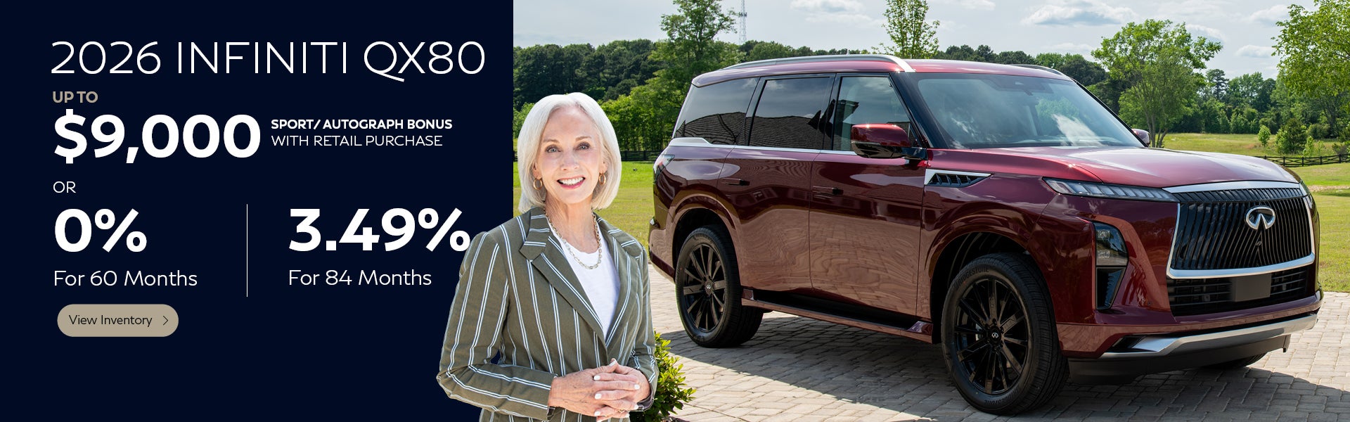 0.0% APR for 60 months with approved credit 2026 qx80 